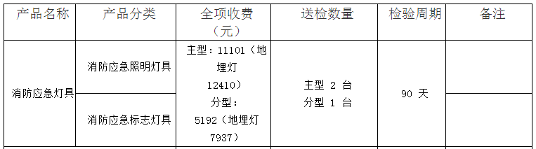 消防應(yīng)急燈具認(rèn)證檢驗(yàn)收費(fèi)表（山東）