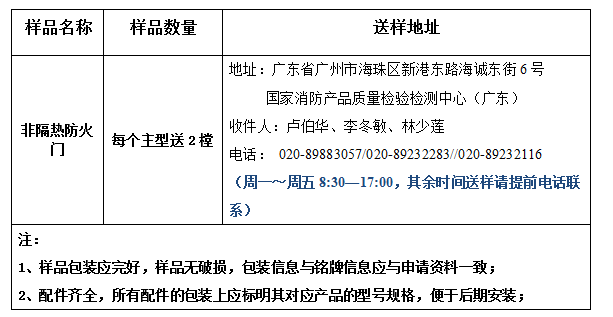 非隔熱防火門產(chǎn)品認(rèn)證型式試驗(yàn)業(yè)務(wù)辦理指南（廣東所）