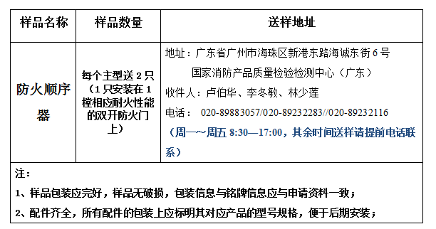 防火順序器型式試驗業(yè)務辦理指南（廣東所）