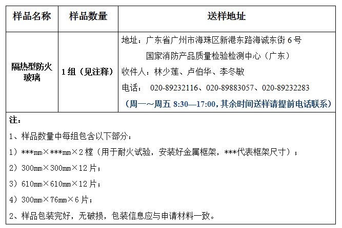 隔熱防火窗型式試驗(yàn)業(yè)務(wù)辦理指南（廣東所）