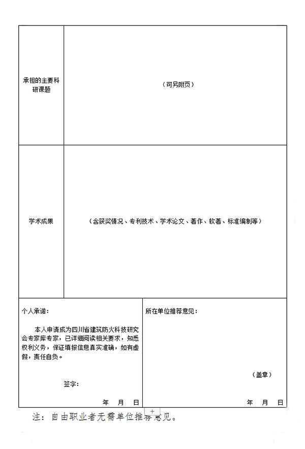 四川省建筑防火科技研究會(huì)專(zhuān)家?guī)鞂?zhuān)家申請(qǐng)表