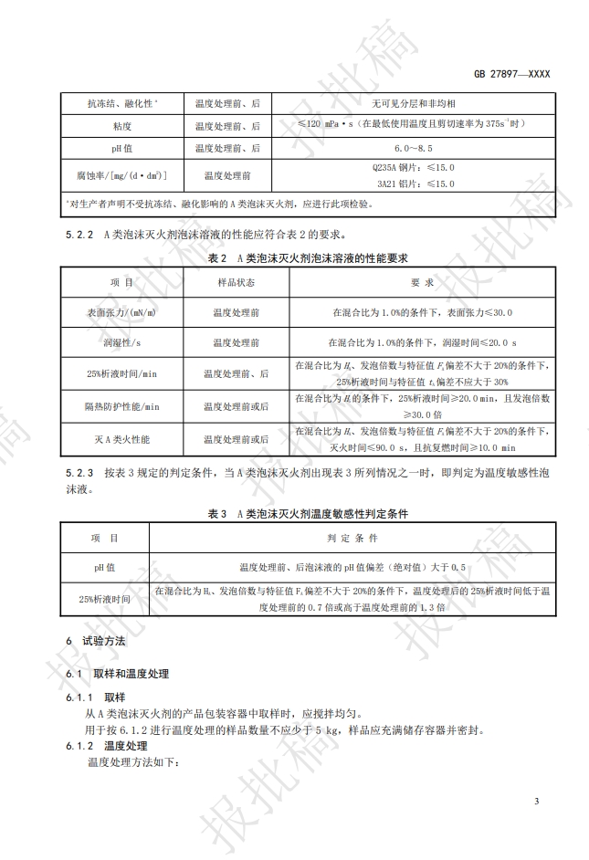 《A類泡沫滅火劑》報(bào)批稿