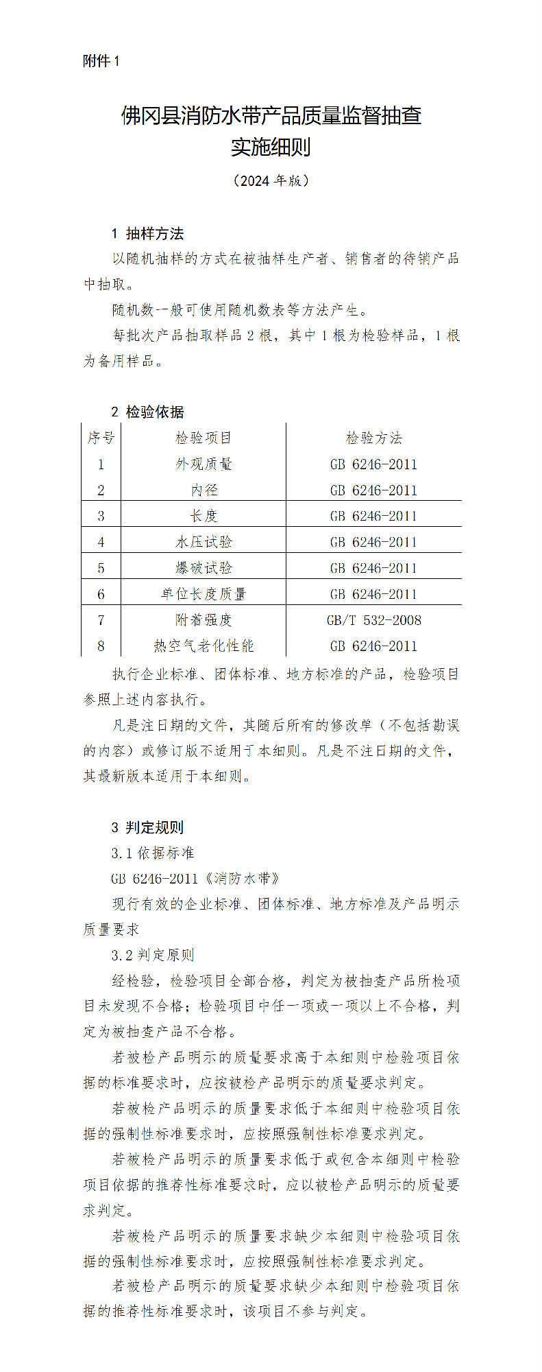 佛岡縣消防水帶產(chǎn)品質(zhì)量監(jiān)督抽查實施細(xì)則（2024年版）